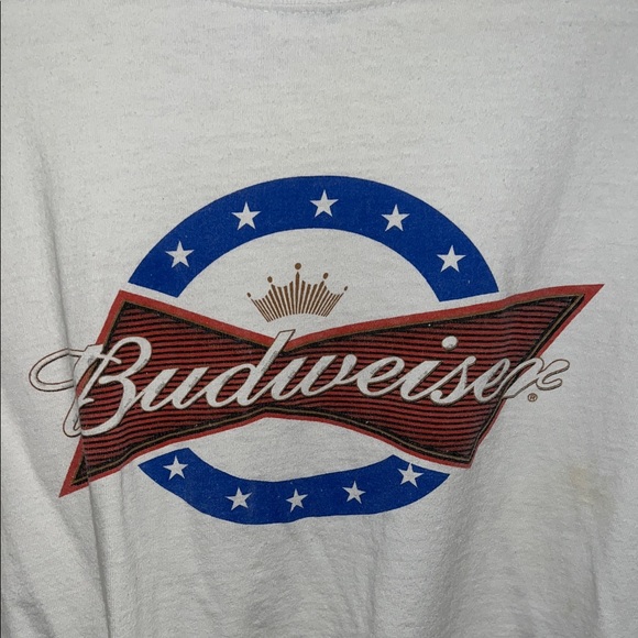 VINTAGE 90s Budweiser White and Red Logo Tee - Picture 2 of 5